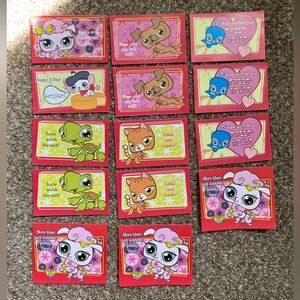 Lot of 14 Hasbro Littlest Pet Shop Valentine’s Day Cards 2006 Pink Poodle Kawaii